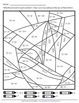 Division Mystery Picture: Plane or Boat Worksheet