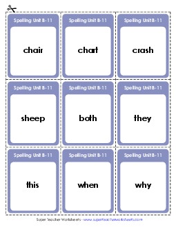 Flashcards (B-11) Spelling B Worksheet