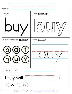 Worksheet 1: Buy Sight Words Individual Worksheet