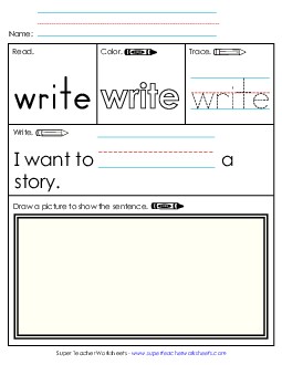 Worksheet 3: Write Sight Words Individual Worksheet