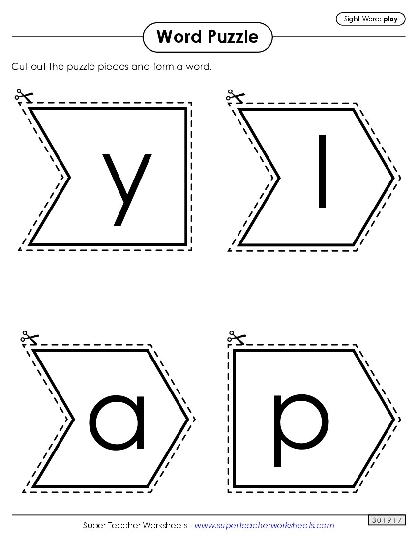 Word Puzzle: Play Sight Words Individual Worksheet