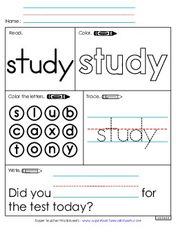 Worksheet 1: Study Sight Words Individual Worksheet