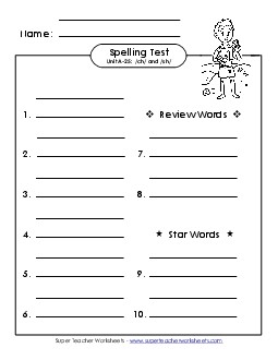 Spelling Test (A-25) Spelling A Worksheet