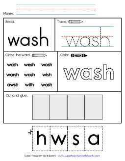 Worksheet 2: Wash Sight Words Individual Worksheet