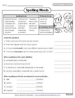 Question Worksheet (F-16) Spelling F Worksheet