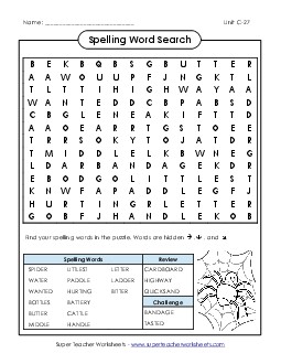 Word Search (C-27) Spelling C Worksheet