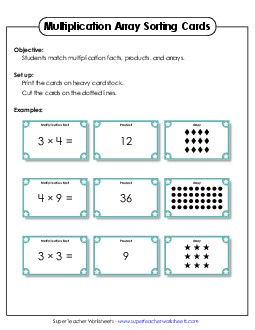 Array Card Sort Multiplication Worksheet