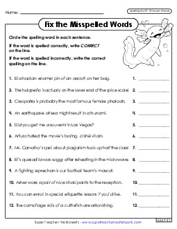 Correct or Incorrect? (F-15) Free Spelling F Worksheet