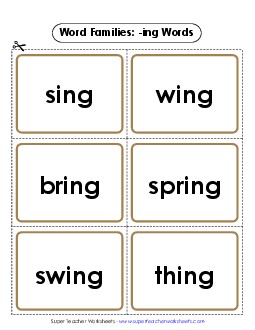 Flashcards (-ing) Word Families Worksheet