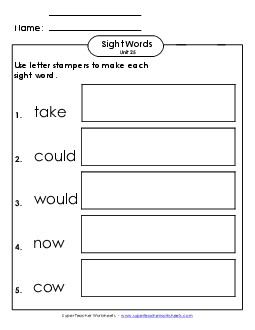 Letter Stampers (Unit 25)  Sight Words Worksheet