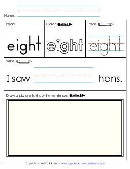 Worksheet 3: Eight Sight Words Individual Worksheet