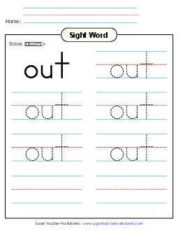 Trace the Word: Out Sight Words Individual Worksheet