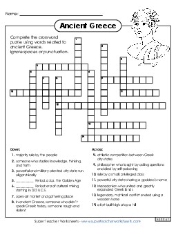 Ancient Greece Crossword Puzzle Free 6th Grade Social Studies Worksheet