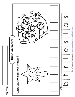 Build-a-Word: Star & Bells Christmas Worksheet