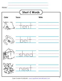 Trace and Write Phonics Long Short E Worksheet