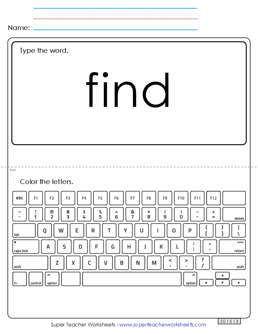 Type the Word: Find Sight Words Individual Worksheet