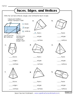 Face, Edges, and Vertices Worksheet 1 Geometry Worksheet