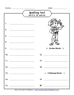 Spelling Test (C-2) Free Spelling C Worksheet