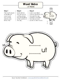 Word Slider (-ut Words) Word Families Worksheet