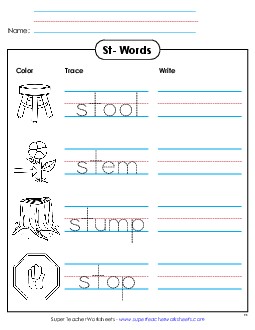 Trace and Write Phonics Blends Worksheet