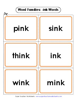 Flashcards (-ink) Word Families Worksheet