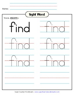 Trace the Word: Find Sight Words Individual Worksheet