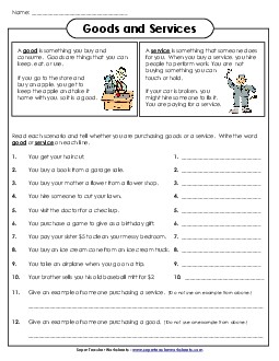 Goods & Services Free 2nd Grade Social Studies Worksheet