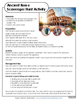 Scavenger Hunt: Ancient Rome 6th Grade Social Studies Worksheet