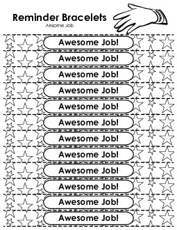 Award Wristbands - Awesome Job! Reminder Wristbands Worksheet