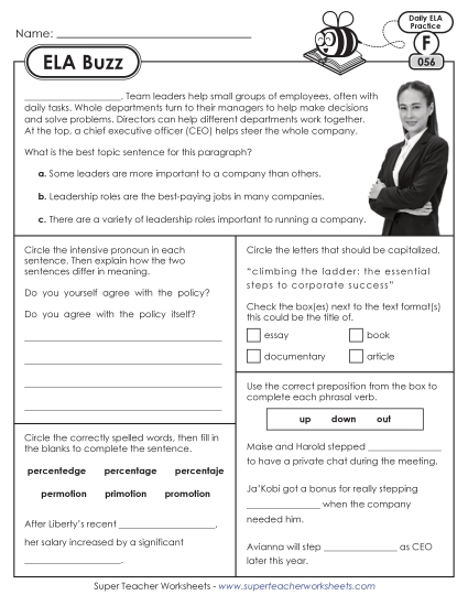 New 6th Grade ELA Buzz: Week 12<br>Worksheets 56 through 60 Worksheet New 6th Grade ELA Buzz: Week 12<br>Worksheets 56 through 60 Worksheet