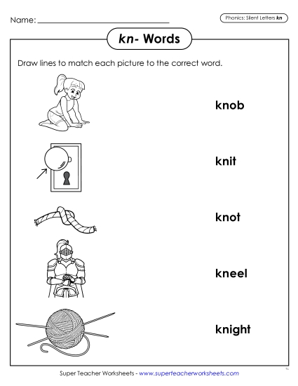 New Picture-Word Match (Kn- Words) Worksheet New Picture-Word Match (Kn- Words) Worksheet