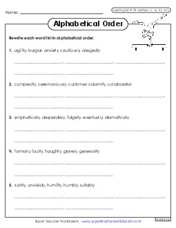 Alphabetical Order Worksheet (F-25) Spelling F Worksheet