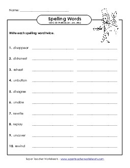 Write Twice (C-22) Spelling C Worksheet