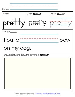 Worksheet 3: Pretty Sight Words Individual Worksheet