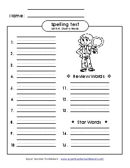 Spelling Test (B-4) Spelling B Worksheet