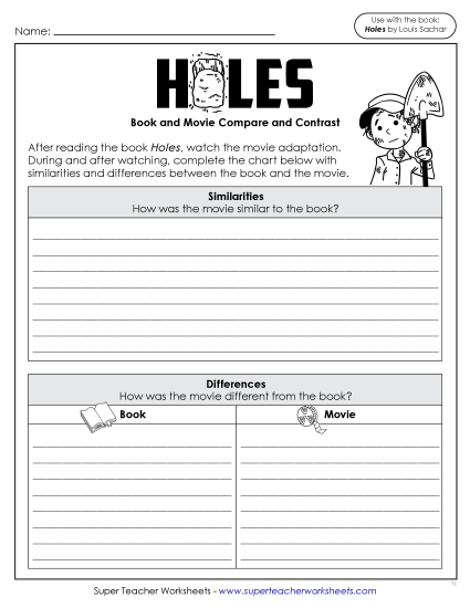 New Book & Movie Compare & Contrast Worksheet New Book & Movie Compare & Contrast Worksheet