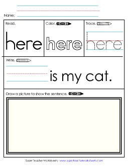 Worksheet 3: Here Sight Words Individual Worksheet