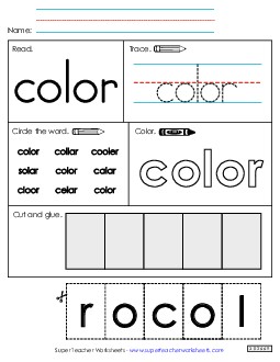 Worksheet 2: Color Sight Words Individual Worksheet