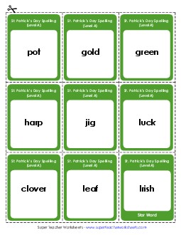 Flashcards (A-St. Patrick\'s Day)  Spelling A Worksheet