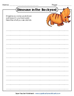 Dinosaur Writing Prompt 1st Grade ELA Worksheet