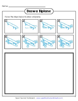 Draw a Biplane Learning To Draw Worksheet