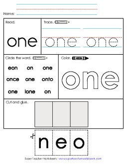 Worksheet 2: One Sight Words Individual Worksheet