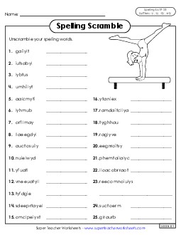 Word Scramble (F-25)  Spelling F Worksheet