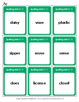 Flashcards (C-11) Spelling C Worksheet