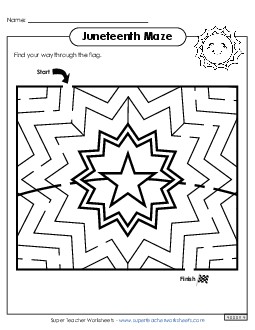 Juneteenth Maze Brainteasers Worksheet