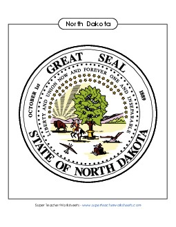 North Dakota State Seal (Full-Color Version) States Individual Worksheet