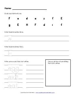 Letter E e - Practice Sheet Alphabet Worksheet