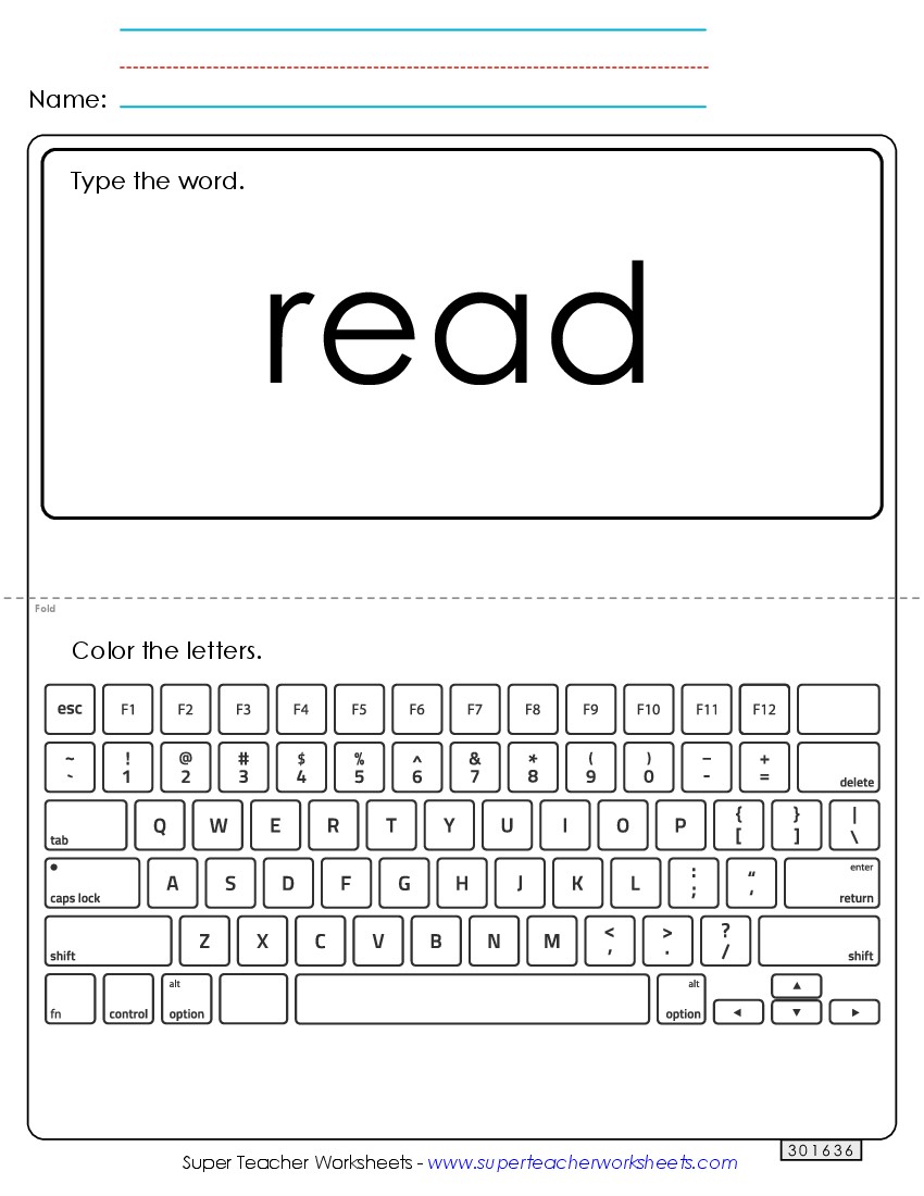 Type the Word: Read Sight Words Individual Worksheet