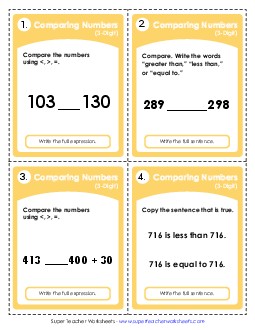 Comparing 3-Digit Numbers \