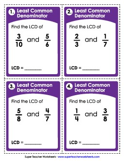 Fractions: Least Common Denominator Worksheet